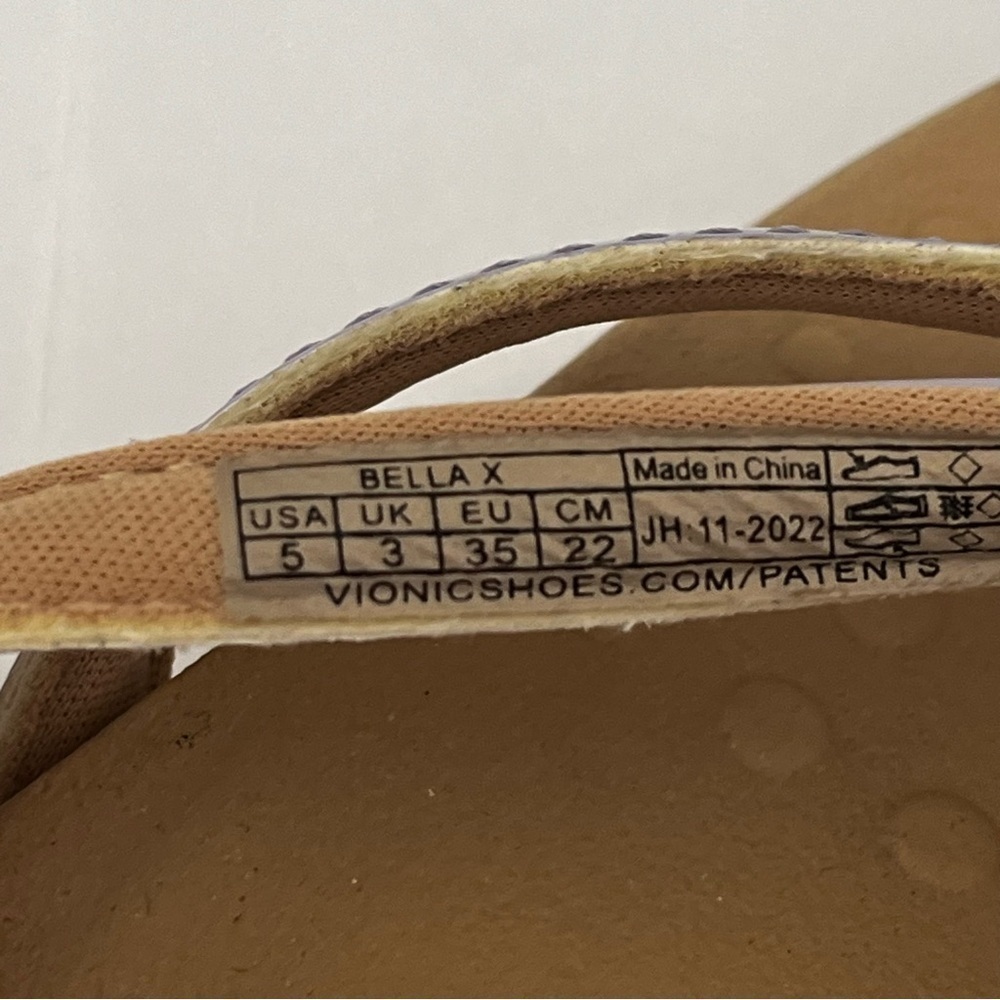 Vionic Bella X Toe Post Sandals Womens 5 Lavender Gold Shoes Bow Cream Sole - Picture 4 of 5